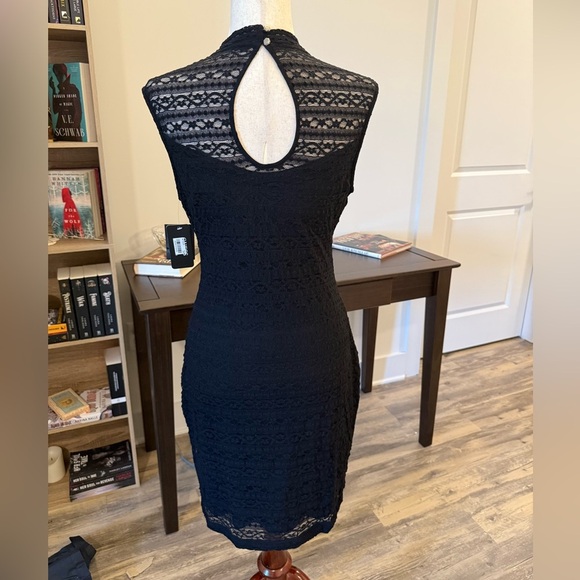 GUESS | Black Body con Dress with Lace Detail and Open Back Sz 10 - Picture 2 of 6